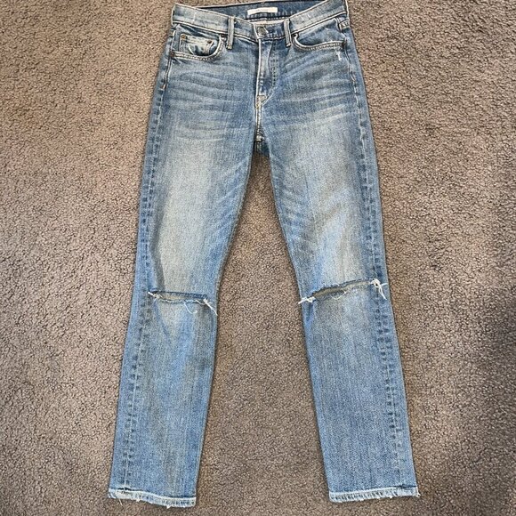 GRLFRND NAOMI Blue Jeans in "I Will Survive" Wash Made in USA Ripped Knees - 24 - Picture 1 of 13